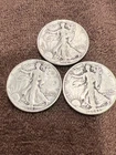(3) Walking Liberty Half Dollars 1941-D 1942-D, 1943-D. No Reserve/ 3 Day Auct