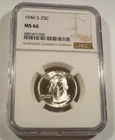 1946-S NGC MS66 WASHINGTON QUARTER GREAT LUSTER 25c MS 66 SILVER