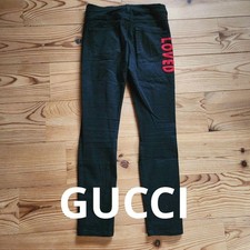 USED GUCCI BLACK DENIM SKINNY JEANS WITH LOVED EMBROIDERY GOOD