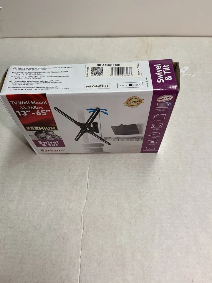 Suporte de parede Barkan, modelo TV 32 M5 TV 13 a 65 polegadas inclinação giratória. 88 lb Boné. - Imagem 2 de 4