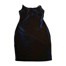 Black Stretch Knit Mini Bodycon Dress Shapewear M Scoop Neck Adjustable Strap
