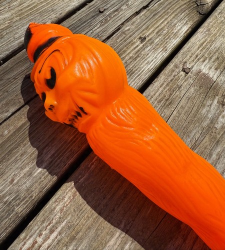 VTG 1960s Halloween Clinton Toy Blow Mold Orange Witch Pumpkin Club Bat Kazoo - Picture 9 of 15