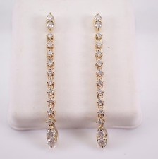 2.50Ct Round Cut Simulated Diamond Bar Dangle Earrings In 14K Yellow Gold Plated