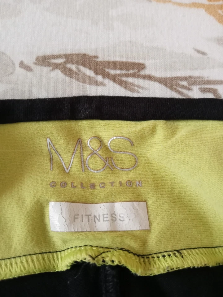 Леггинсы M&S Sport Fitness темно-синие лаймовая полоса талия длина 16–22 дюйма 21 дюйм - Изображение 3 из 4