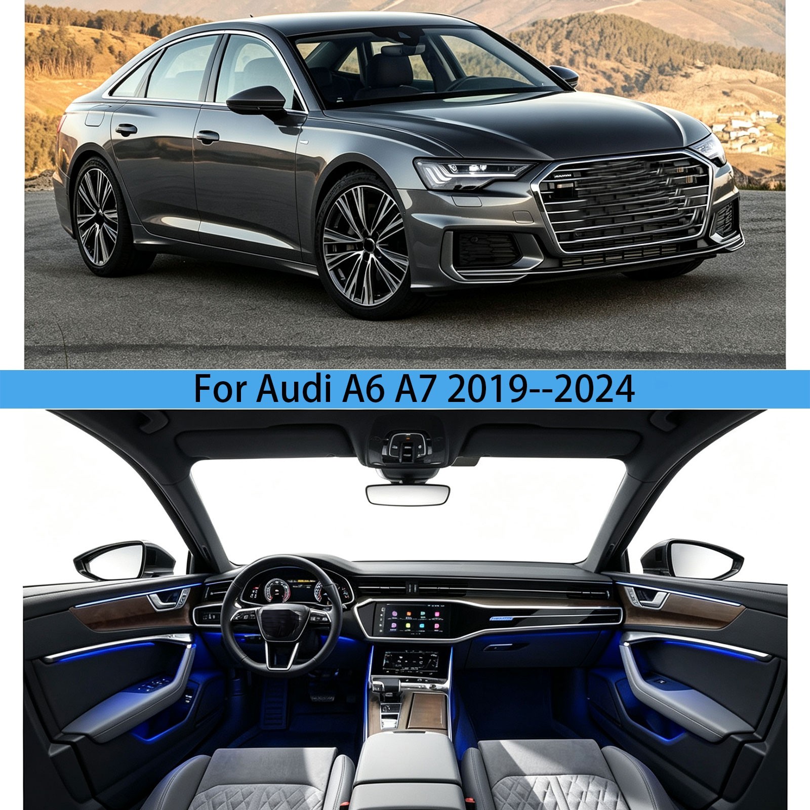 44Pcs Multiple Colors Full Interior Kits Cover Trim For Audi A6 C8 A7 2019-2024