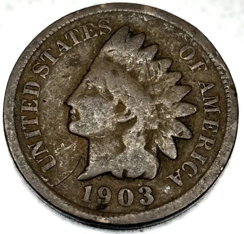 1903 Indian Head Cent Penny Good Condition 1c One Cent US Coin- 0821