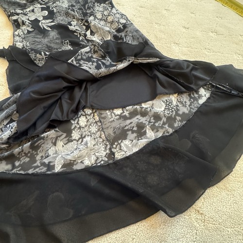 Maxi Abito Anna Bianco e Nero Floreale Taglia:XL Elegance Party Vestito Foderato - Foto 15 di 16