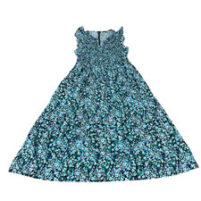 J.CREW A Line Maxi Dress Womens M Green Floral Pleated Sleeveless Back Zip