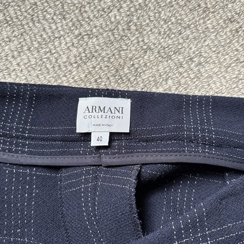 Armani Collezioni Ladies Navy Blue Check Wool Trousers Size 40 UK8? - Picture 7 of 12