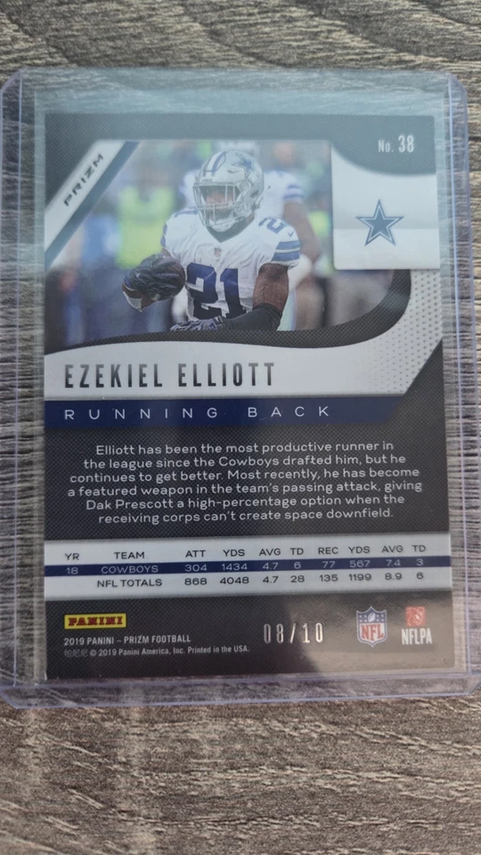 2019 Panini Prizm Ezekiel Elliott Blue Shimmer /10 SSP Cowboys - Image 2 of 2