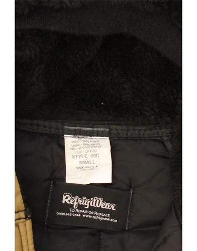 REFRIGIWEAR Mens Hooded Padded Coat UK 36 Small Beige Nylon DI80 - Picture 3 of 3
