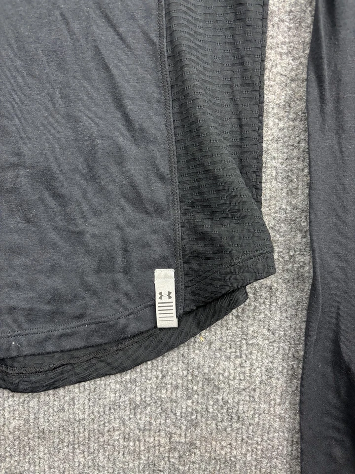 Camisa Under Armour Mujer S Manga Larga Negra Correr Malla Bolsillo Trasero Atlética Foto 2 de 4