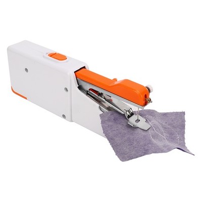 Handheld Sewing Machine Orange Portable Mini DIY Ergonomic Handle Electric SET