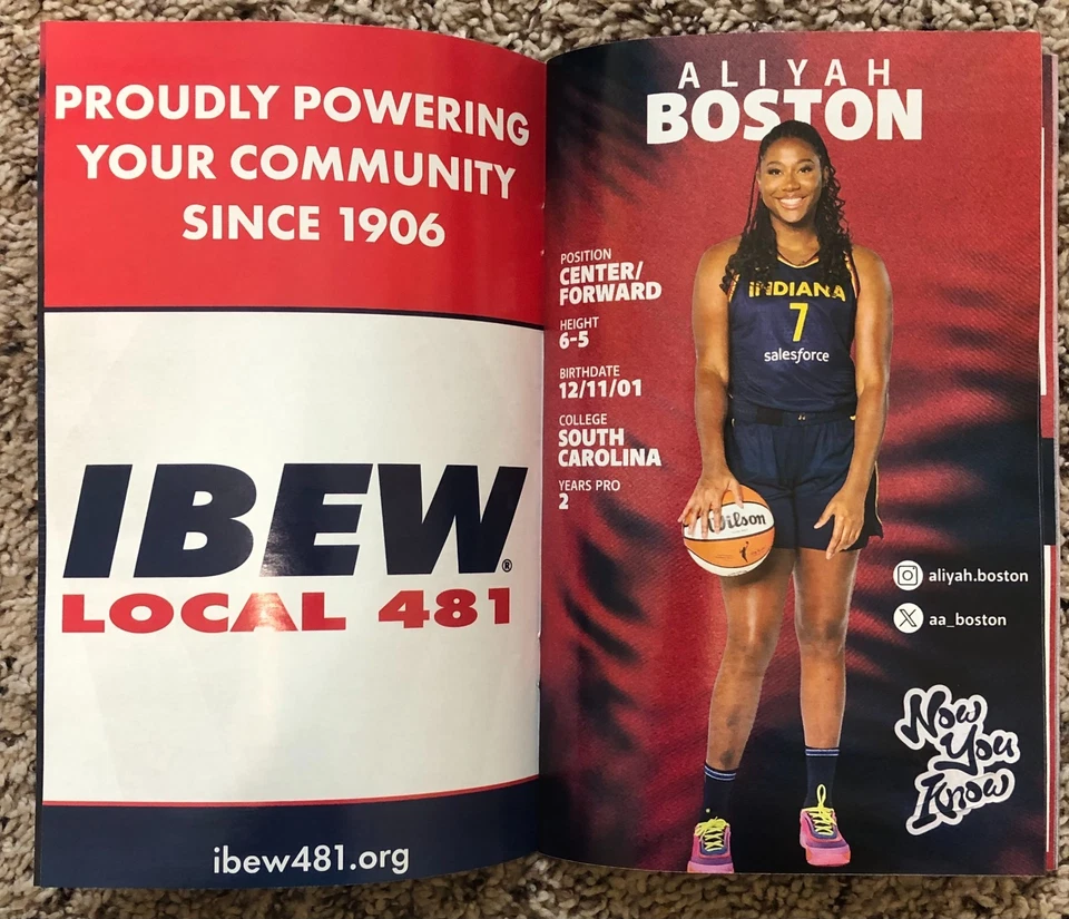 Indiana Fever Program Magazine Lexie Hull, Caitlin Clark, Cunningham, Boston NEW - Image 4 of 4