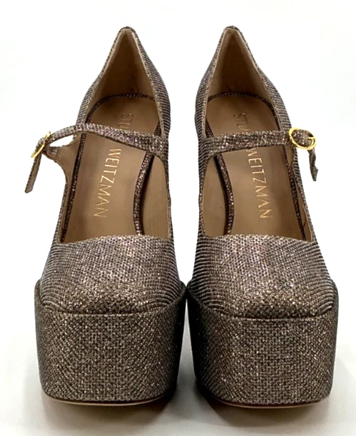 Zapatos de salón Stuart Weitzman Skyhigh 175 para mujer talla 9 beige adobe plataforma Foto 2 de 4