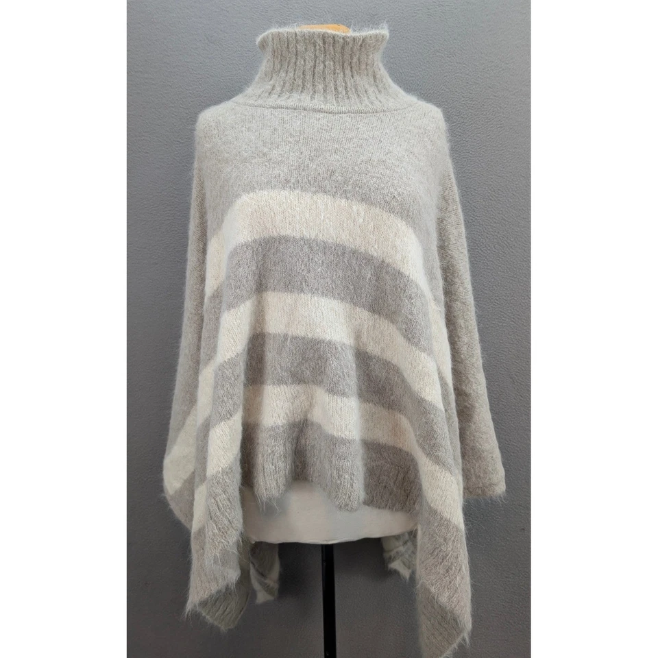 Poncho Capa Lana Alpaca Conexión Peruviana Rayas Talla Única Hecho en Perú Boho Foto 4 de 4