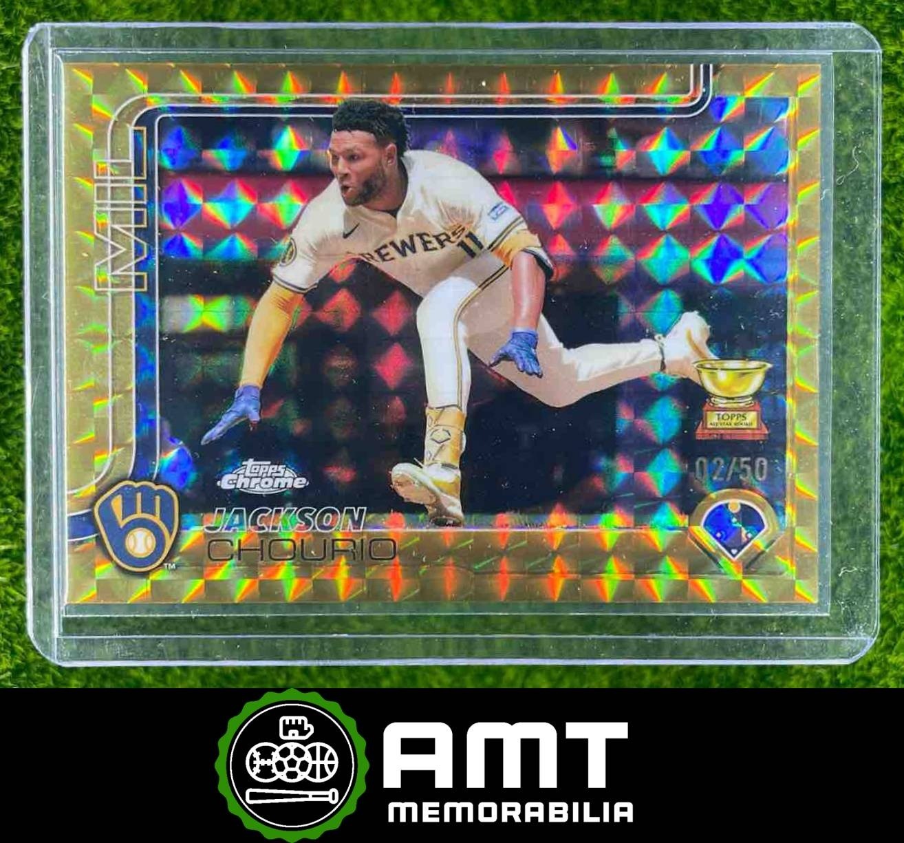Jackson Chourio 2025 Topps Chrome 2/50 Gold Geometric Milwaukee Brewers #262