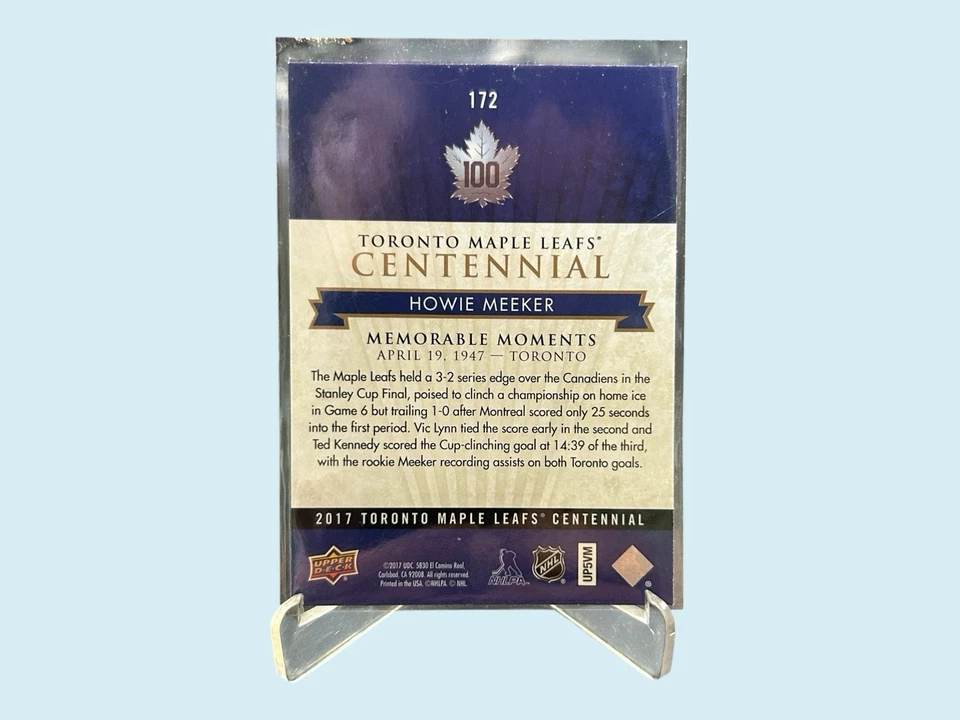 2017 Toronto Maple Leafs Centennial MM Gold 98/100 Howie Meeker  Card#172 - Image 2 of 2