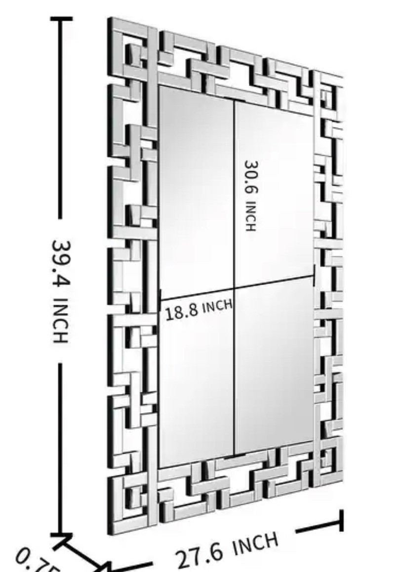 KOHROS Decorative Grecian Venetian Design Rectangle Wall Mirror 27.5 x 39.5"