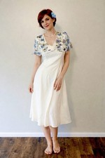 Vintage French Country Provincial romantic wedding dress size small medium 7/8