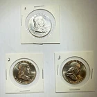 Three 1963 Benjamin Franklin Silver Halves (price is for 3)