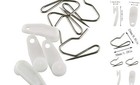50 Sets White Plastic Traverse Rod Slides Rail Glider and Metal Curtain Hooks