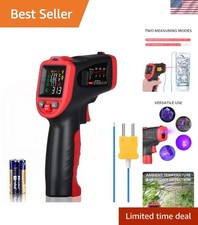 Laser Temperature Humidity Gun with LCD, -58℉ to 1202℉ Range & Thermocouple