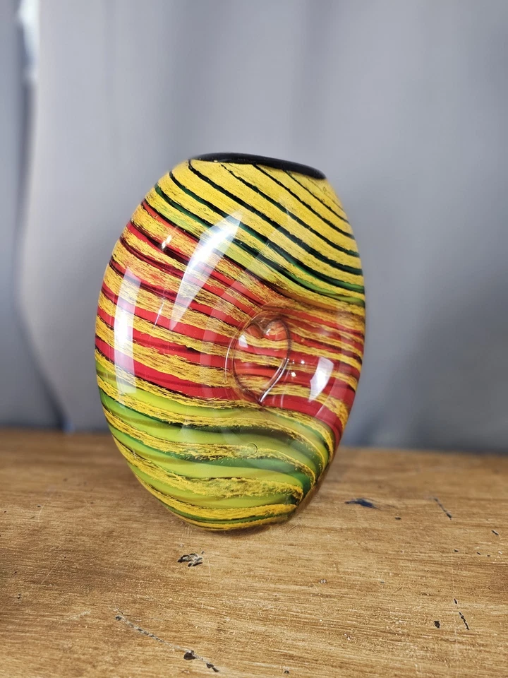 Jarrón de vidrio artístico soplado a mano Dale Tiffany de colección, ¡¡¡¡Impresionante!!!!! Decoración pesada Foto 2 de 4