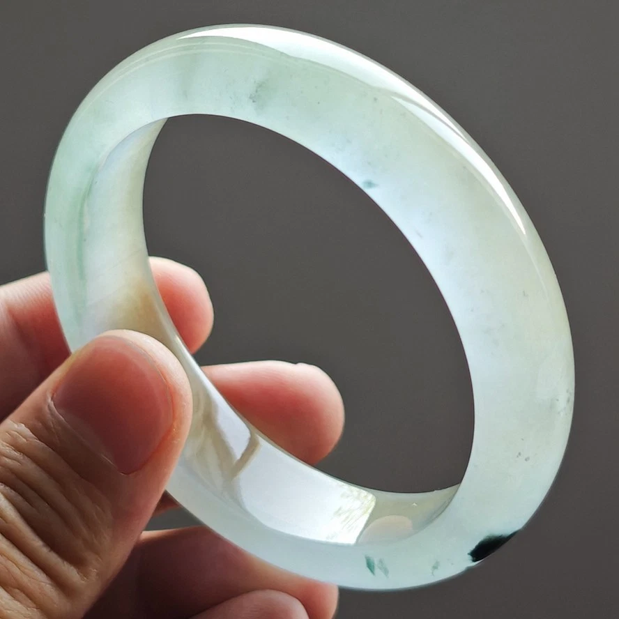 Brazalete de jadeíta verde helado natural 57 mm Birmania jadeíta jade 3129 Foto 3 de 4