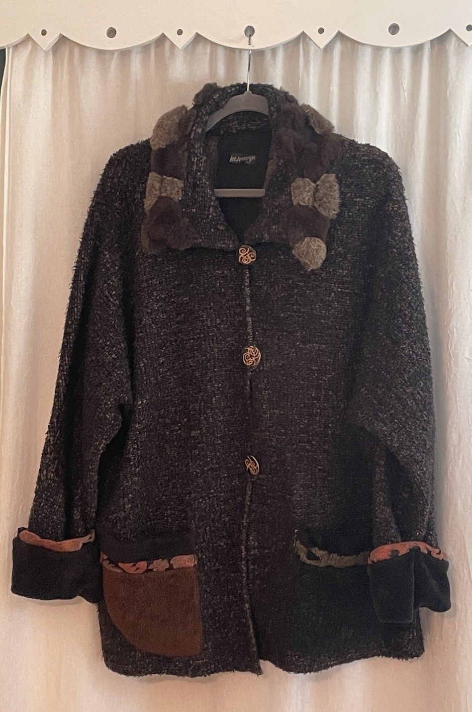 Lee Andersen 3X Patchwork Knit Jacket Cardigan Bo… - image 1