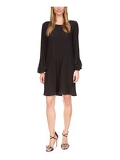 MICHAEL MICHAEL KORS Womens Black Unlined Back Long Sleeve Mini Shift Dress S