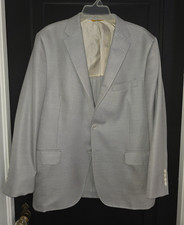 Hickey Freeman Gray Solid Suit Jacket Notch Lapel 2-Button 46