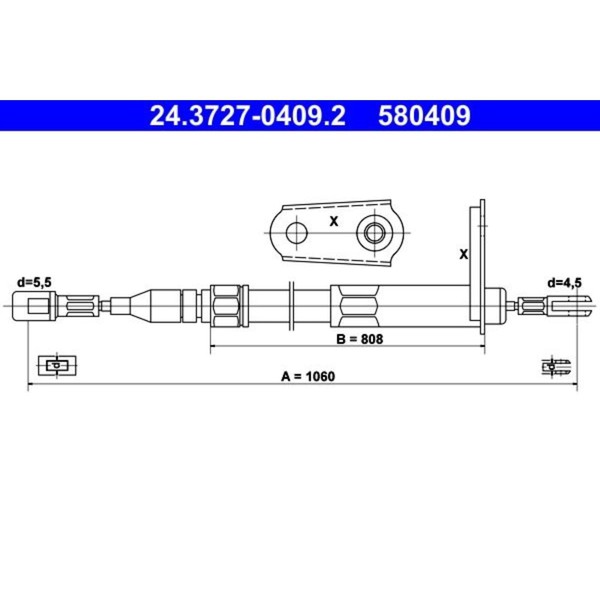 ATE Handbremsseil 1060Mm Passend FüR MERCEDES-BENZ 124 190 E-KLASSE |-image