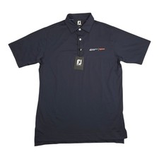 New Footjoy Lisle Polo Shirt Navy Blue Short Sleeve Mens Medium