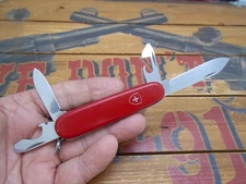 Vintage Victorinox Recruit Swiss Army Knife Red 84mm Old Shield
