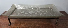 Upcycled Glass Tray With Metal Stand