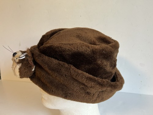 VTG 90s RARE Looney Tunes TAZ Tasmanian Devil Faux Fur Hat Cossack Brown L/XL - Picture 4 of 13