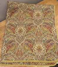 Waverly Yellow Paisley Jacquard Throw Quilt Lap Boho Chic Reversable 60x50” Gold