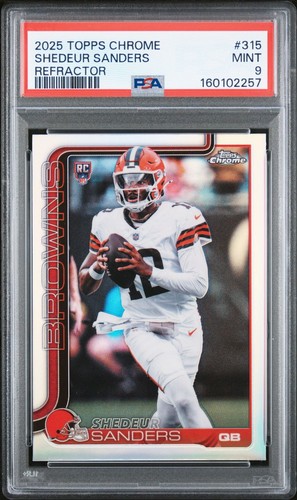 2025 Topps Chrome Shedeur Sanders RC Refractor Browns Rookie #315 PSA 9 Mint