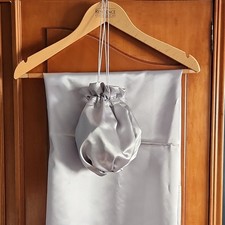 Luxurous Silver Satin wrap/shawl + matching Pouch Bag - for weddings, parties