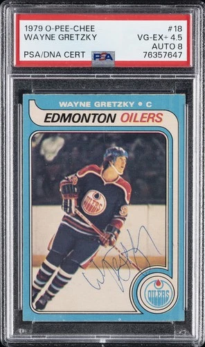 1979 O-PEE-CHEE #18 WAYNE GRETZKY ROOKIE RC PSA 4.5 AUTO 8
