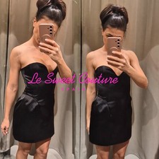 ZARA WOMAN NWT SALE! SS26 VOLUMINOUS SATIN BANDEAU DRESS BLACK 3152/325/800