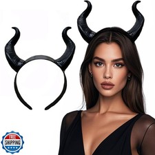Black Devil Horns Headband Demon Headpiece for Women Halloween Cosplay Costum