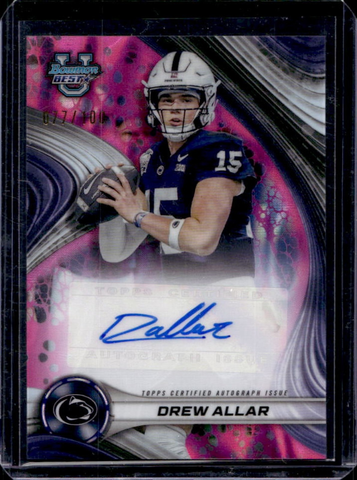 2024 Bowman Best U Drew Allar Auto Pink Lava Refractor #77/100