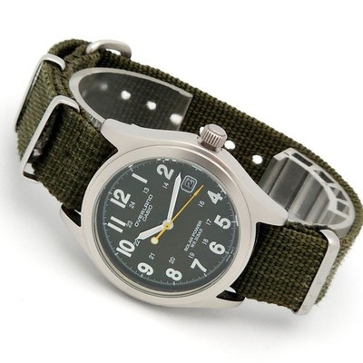 CASIO OVERLAND OV-100 men Solar Quartz Green Watch Japan - Rank B