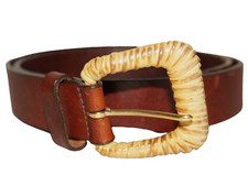 Women's TALBOTS Tanned Brown Italian Leather Belt MEDIUM - Made in USA