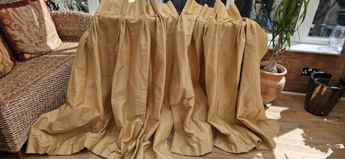 GOLD SILK INTERLINED CURTAINS 48" DROP BY 72" WIDTH - Picture 4 of 19