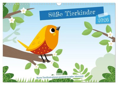 Süße Tierkinder (Wandkalender 2026 DIN A3 quer), CALVENDO Monatskalender Deutsch