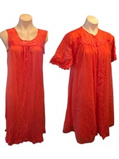 60s Vintage Lorraine 2 Piece Chiffon Nightgown Set Red Side Small Needs Mended