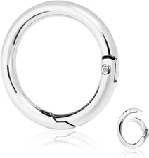 10Pack 1 Inch Metal Spring O Rings Clip Keychain, Round Carabiner Clips Keyrings
